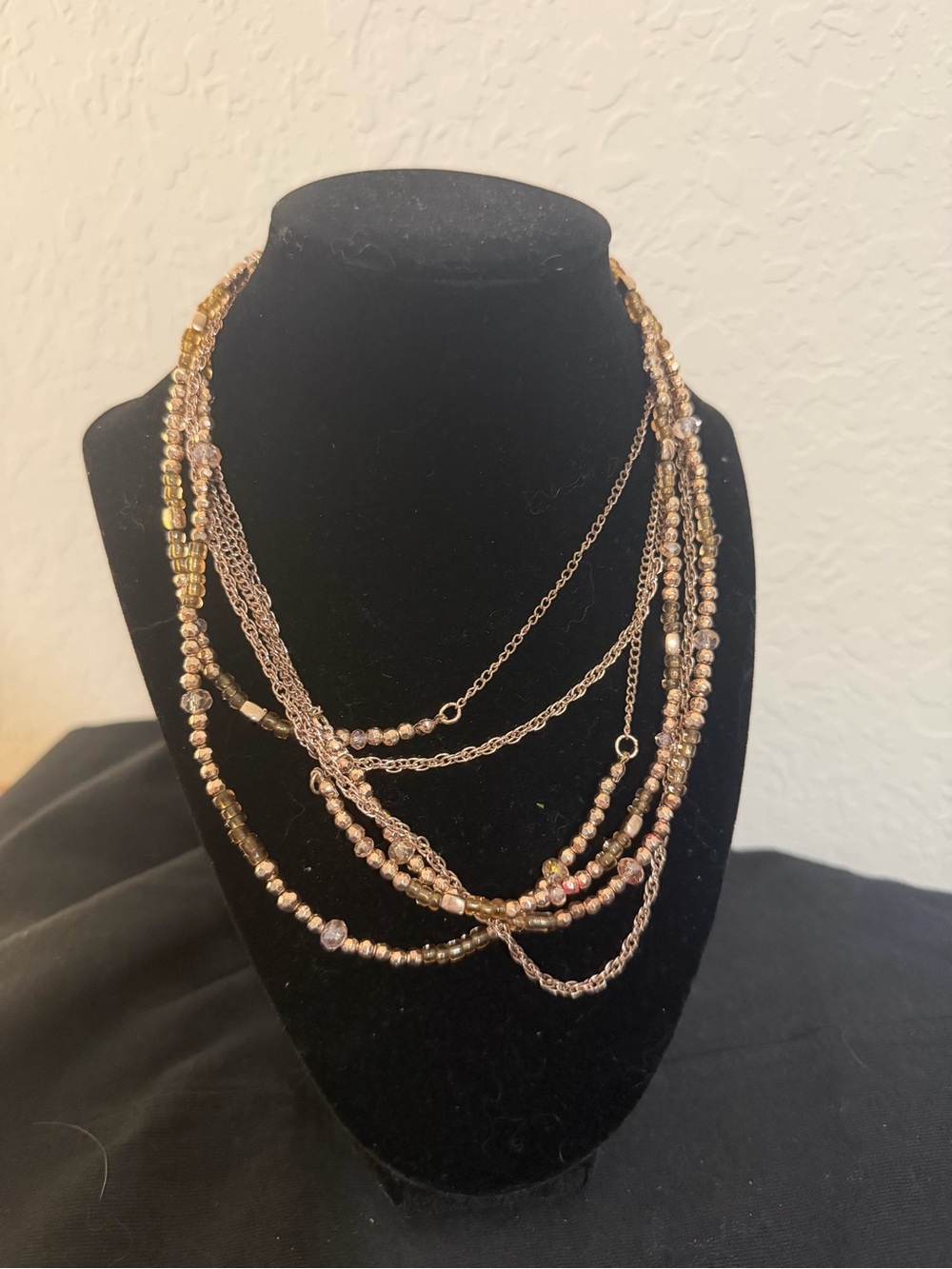 Chico's Layered Gold and Champagne Bead Necklace